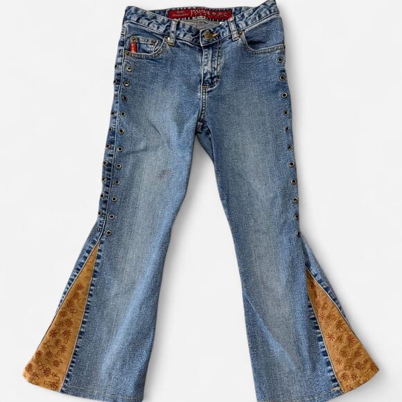 Kids size 8 vintage flare Mudd jeans with fun 70s accents - Picture 1 of 6